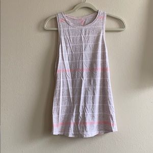 Lulu Lemon Pink Striped Tank with Open Back